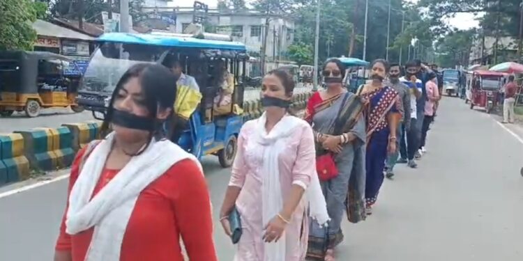 Various organizations stages protest against violence against minorities in Bangladesh