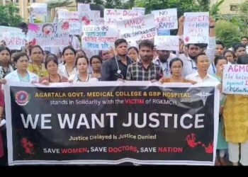 Medical students stages protest against the tragic incident at RG Kar Medical College and Hospital