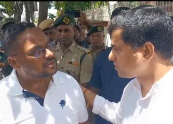 NSUI stages demonstration with black flags against Tripura ARDD Minister