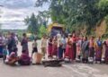 Tribal women staged a protest demanding a supply of clean drinking water