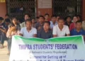 TSF stages protest demanding the implementation of the Kokborok language in Roman script