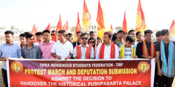 TIPRA Motha party is leading the protest against the hotel project