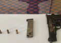 One detain with pistol and three rounds of ammunition
