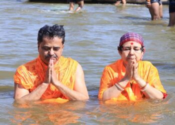 Tripura Chief Minister Manik Saha along with wife visits Maha Kumbh Mela 2025