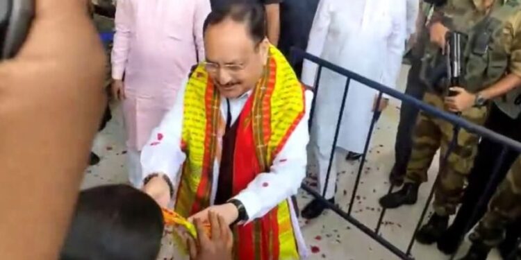 JP Nadda, arrived MBB Airport to attend a public meeting