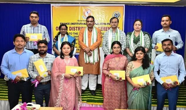 Finance Minister Pranajit Singh Roy distributes appointment letters to 11 newly recruited individuals