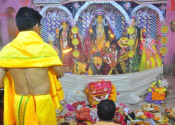 Basanti Puja celebrated  in Durga Bari