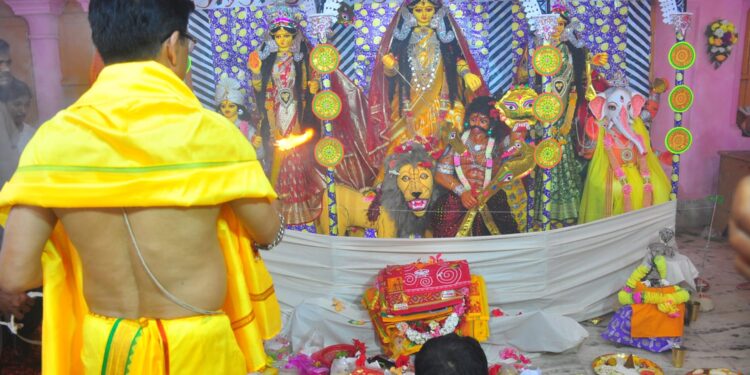 Basanti Puja celebrated  in Durga Bari