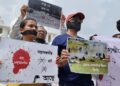 Members of Sanskar Bharati stages silent protest