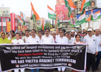 Congress party organizes silent march to protest a recent militant attack in Pahalgam