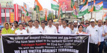 Congress party organizes silent march to protest a recent militant attack in Pahalgam
