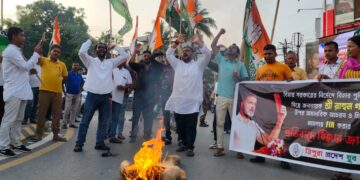 Tripura Youth Congress Protests in Agartala Against Obstruction of Rahul Gandhi’s Bihar Visit