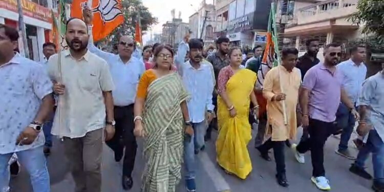 BJP Youth Wing Stages Protest in Agartala, Demands Arrest of Youth Congress Leader Shahjahan Miah