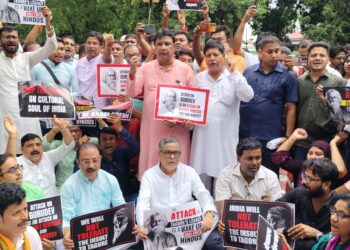 BJP Stages Protest in Agartala Over Attacks on Tagore’s Home, Minorities in Bangladesh