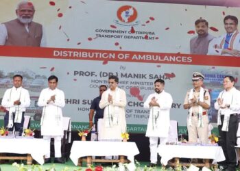 Tripura CM Inaugurates 16 BLS Ambulances and Vehicle Tracking System to Boost Road Safety