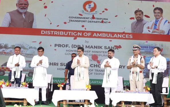 Tripura CM Inaugurates 16 BLS Ambulances and Vehicle Tracking System to Boost Road Safety