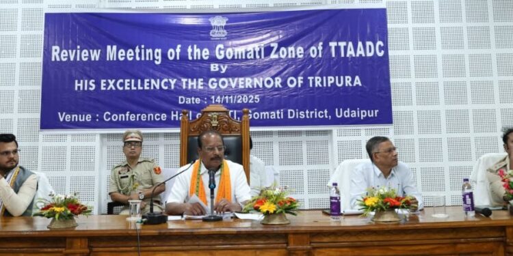 Gov Indra Sena Reddy assesses Gomati Zone progress at PRTI