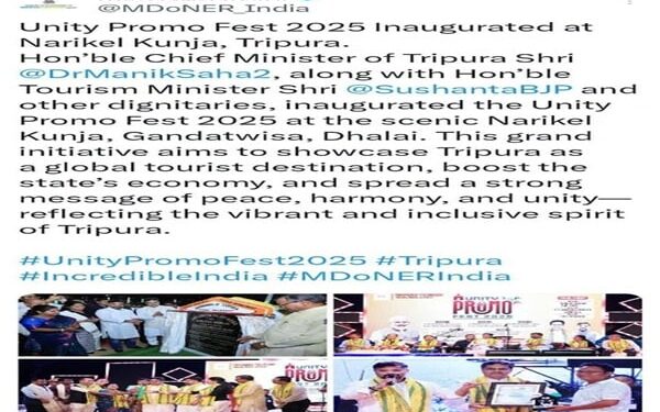 DoNER Ministry lauds Tripura’s ‘Unity Promo Fest’ for cultural unity
