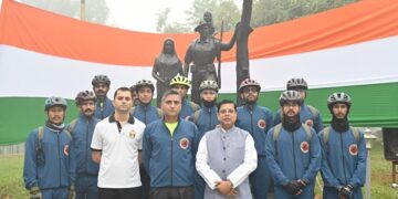 Minister Tinku Roy flags off ‘Ride for Unity, Ride for Martyrs’