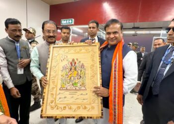 Assam CM Himanta Biswa Sarma Arrives in Tripura, to Visit Tripura Sundari Temple