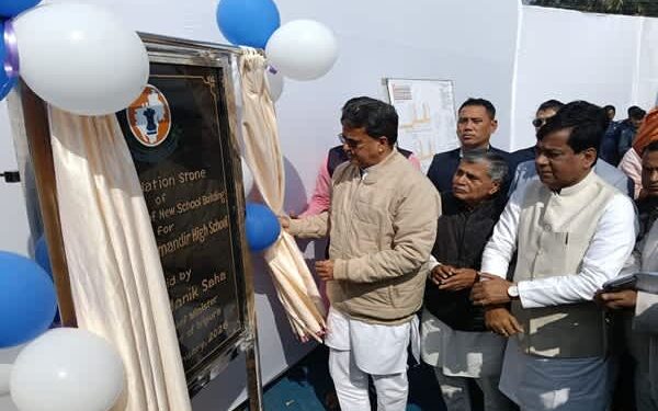 Manik Saha lays Bapuji School foundation stone