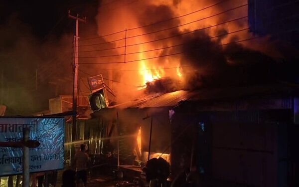 Late-Night Fire Destroys Shops at Teliamura Fruit Market
