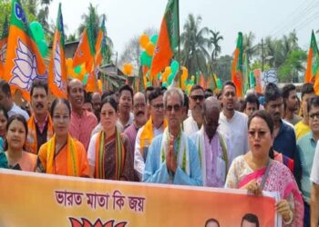 Massive BJP rally in Kanchanpur ahead of TTAADC polls
