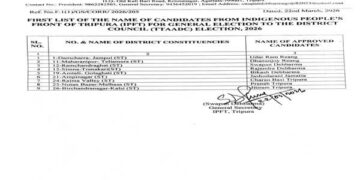Indigenous Peoples Front of Tripura releases 1st list for ADC polls