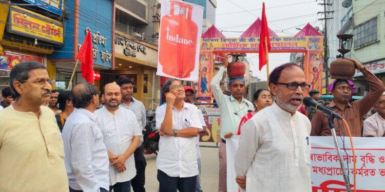 CPI(M) Stages Protest in Agartala Against LPG Price Hike