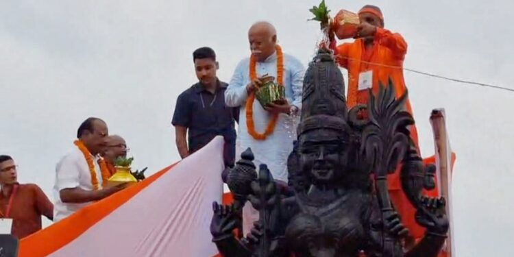 RSS Chief Mohan Bhagwat Joins Tripura Leaders at Temple Consecration Amid Political Undercurrents