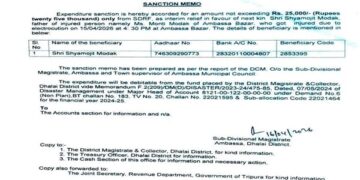 SDRF Aid Sanctioned for Electrocuted Minor in Ambassa