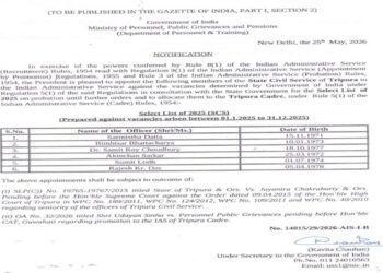 Six Tripura officers elevated to IAS cadre
