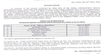 Six Tripura officers elevated to IAS cadre