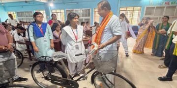 Rajib Bhattacharjee Distributes Bicycles to Girls