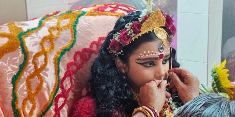 Kumari Puja at Bholananda Sevashram in Agartala on Monday.